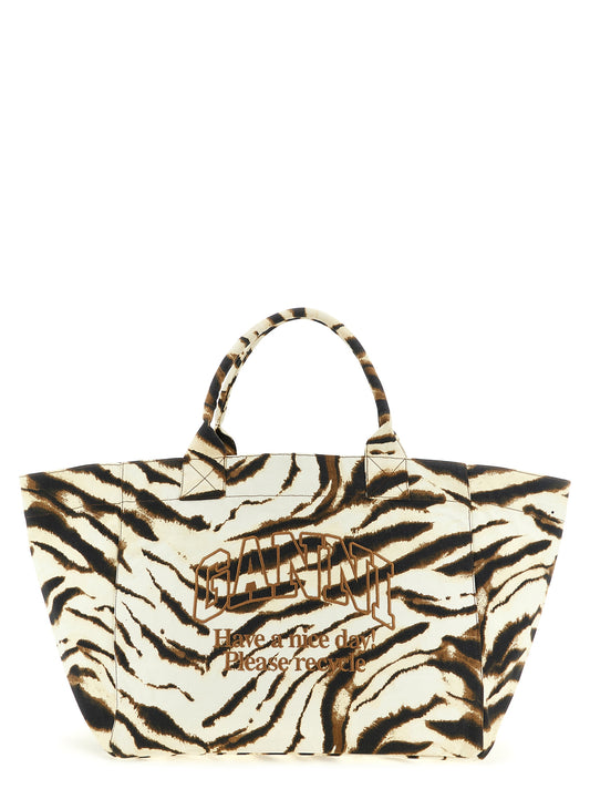 Ganni Beige Shopper aus recycelter Baumwolle