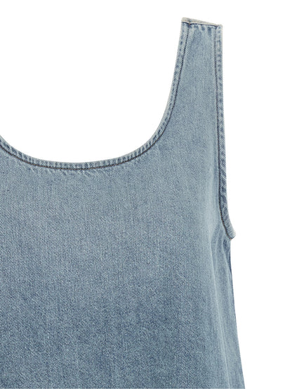 Ganni Kurzes Kleid aus Bio-Baumwolle in Blau