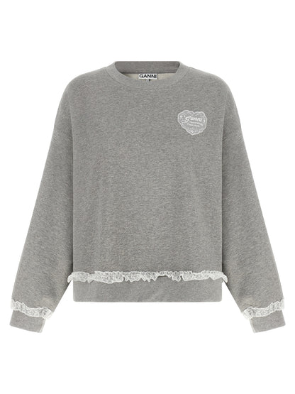 Ganni Grauer Bio-Baumwoll-Sweatshirt