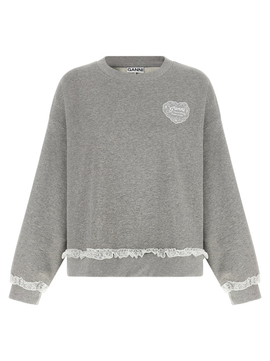 Ganni Grauer Bio-Baumwoll-Sweatshirt