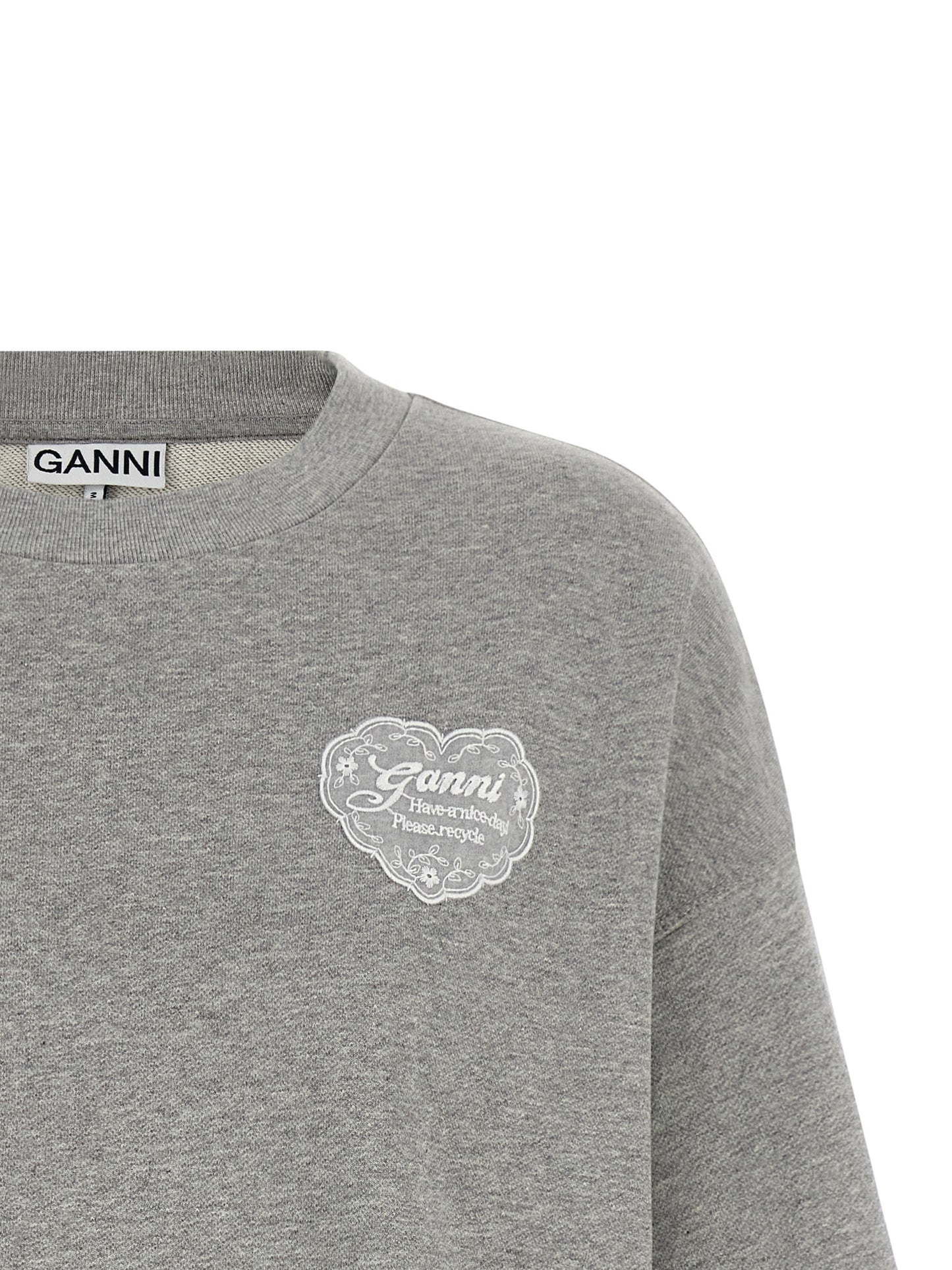 Ganni Grauer Bio-Baumwoll-Sweatshirt