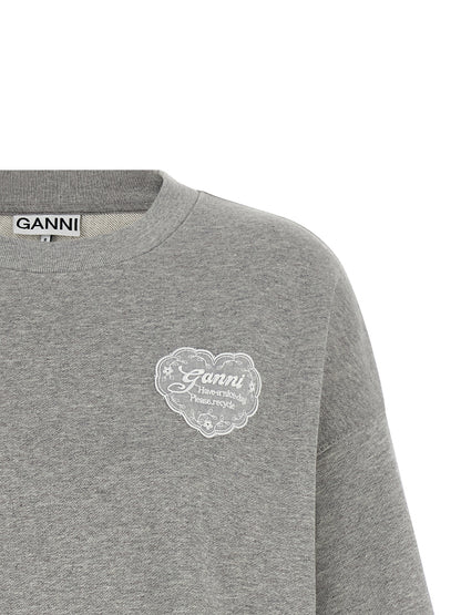 Ganni Grauer Bio-Baumwoll-Sweatshirt