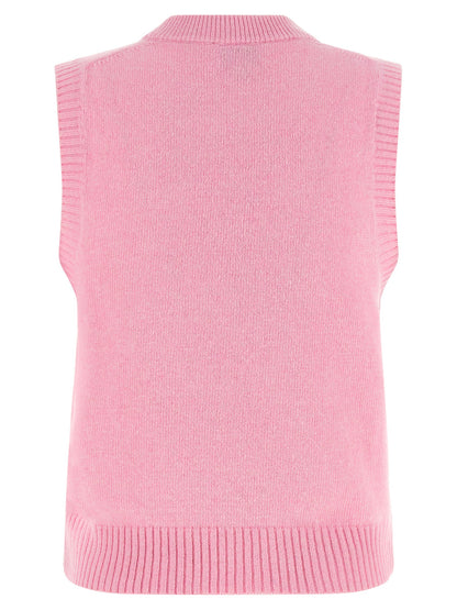 Ganni Ärmelloser Pullover aus mehrfarbiger Wolle