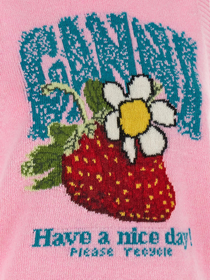 Ganni Ärmelloser Pullover aus mehrfarbiger Wolle