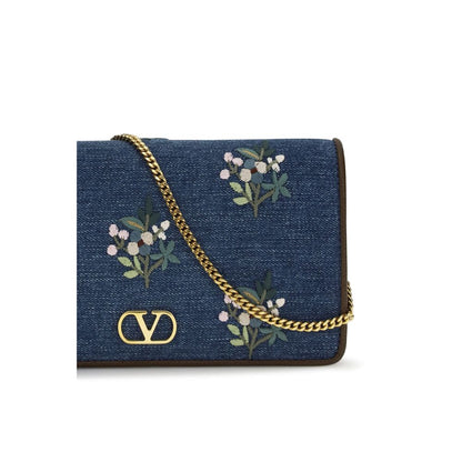 Valentino Garavani Blaue Baumwoll-Umhängetasche
