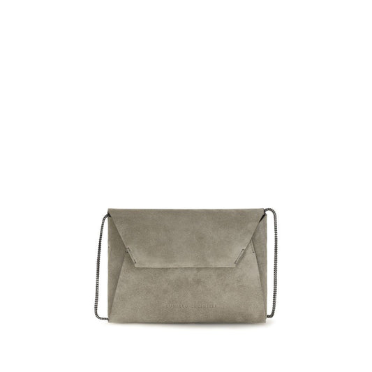 Brunello Cucinelli Graue Bos Taurus Kalbsleder Schultertasche