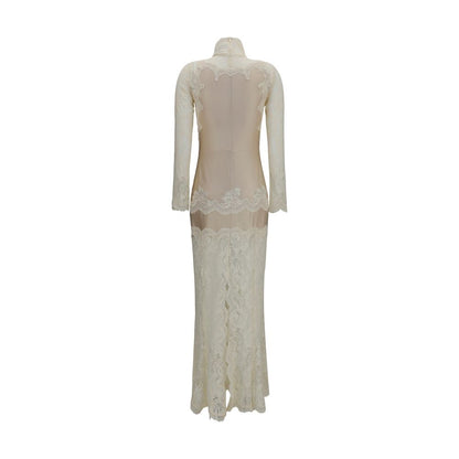 Rabanne Langes Kleid aus beigem Polyamid