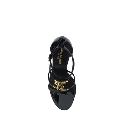 Saint Laurent Schwarze Bos Taurus Kalbsleder-Sandalen mit Stilettoabsatz