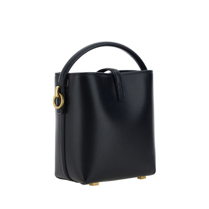 Saint Laurent Schwarze Bos Taurus Kalbsleder Schultertasche