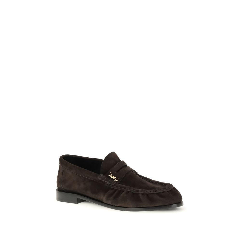 Saint Laurent Braune Kalbsleder Bos Taurus Loafer zum Hineinschlüpfen