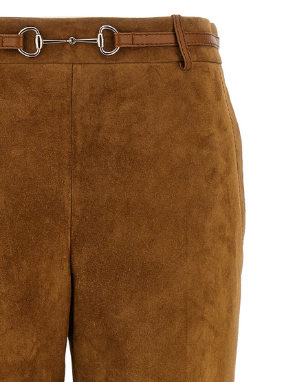 Gucci Braune Kalbslederhose