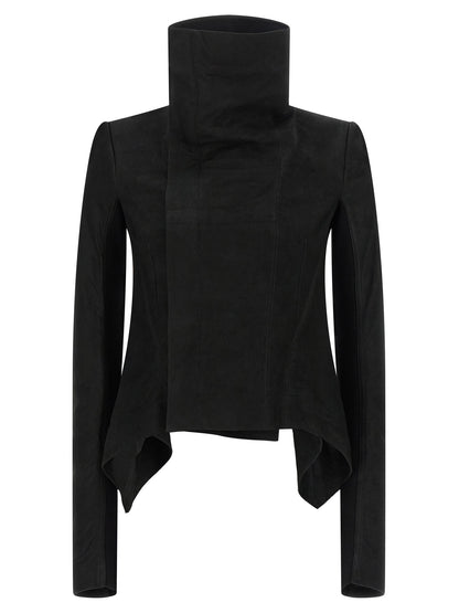 Rick Owens Schwarze Lammlederjacke