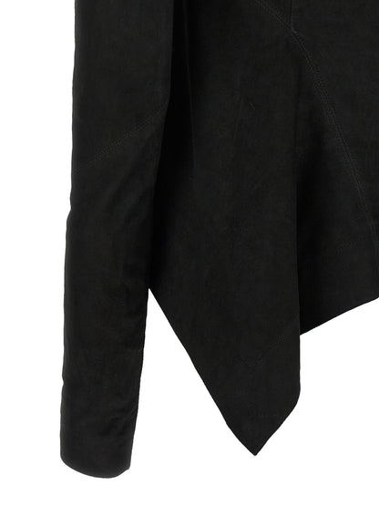Rick Owens Schwarze Lammlederjacke