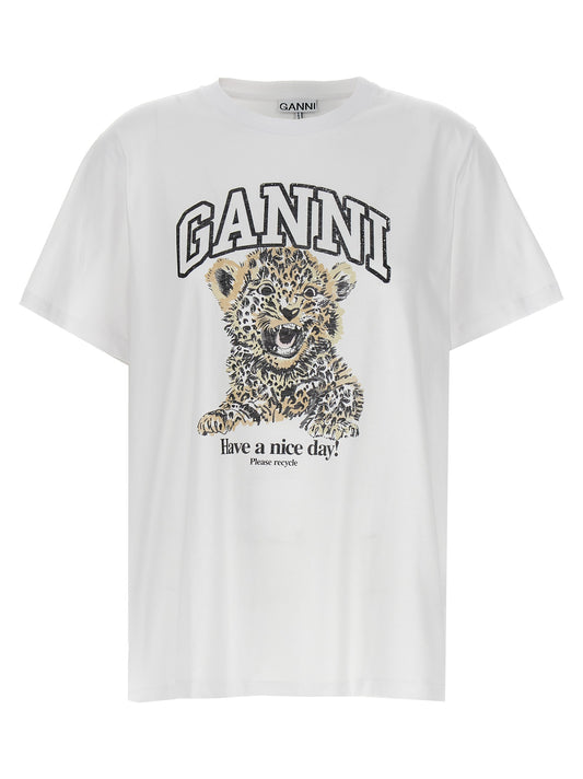 Ganni Weißes Baumwoll-T-Shirt