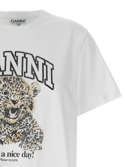 Ganni Weißes Baumwoll-T-Shirt