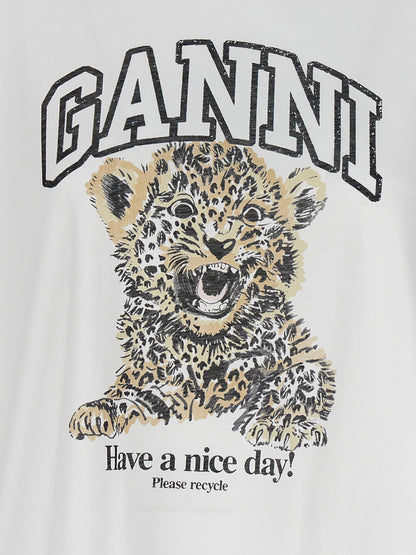 Ganni Weißes Baumwoll-T-Shirt
