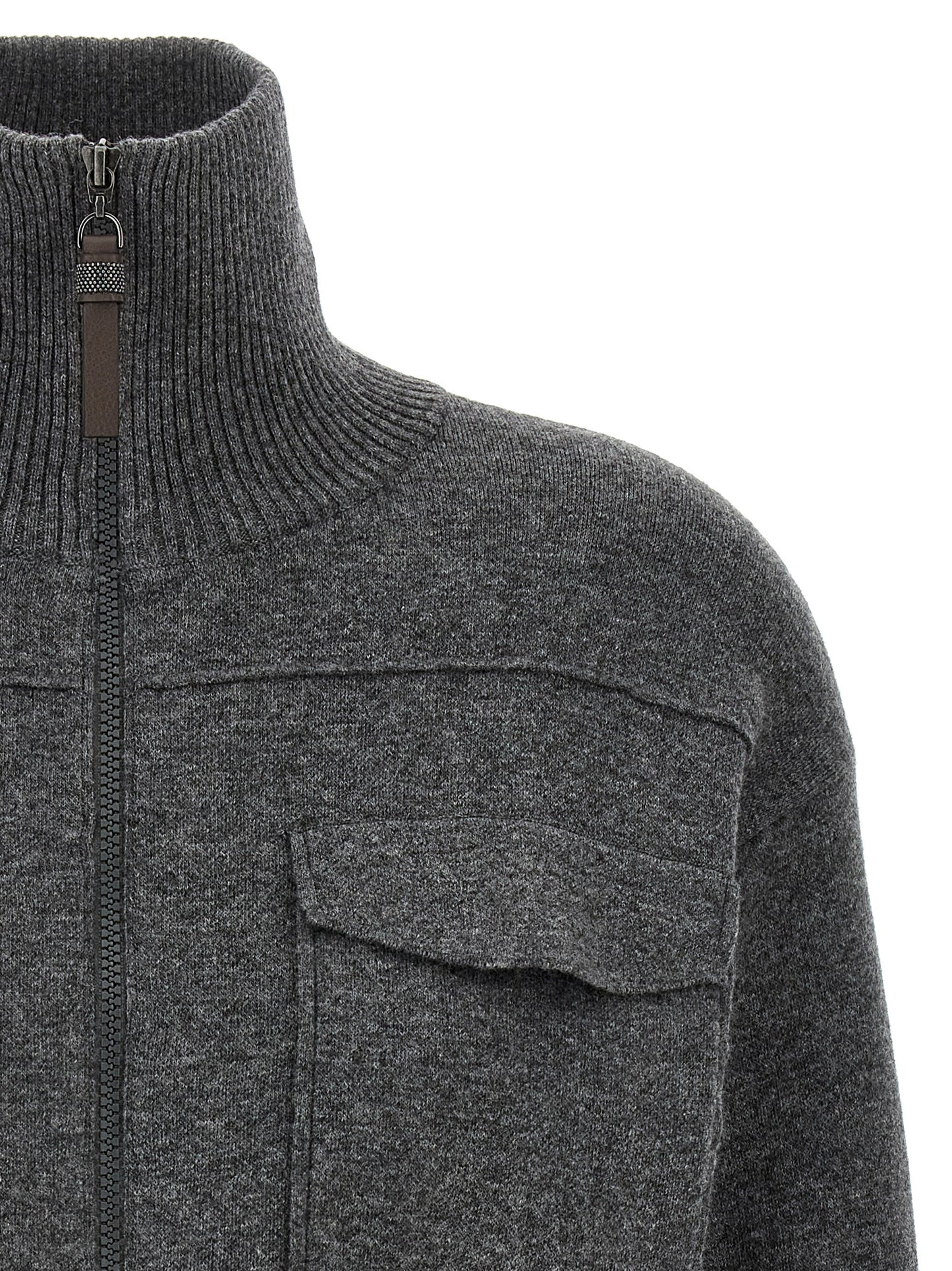 Brunello Cucinelli Grauer Kaschmir-Strickjacke