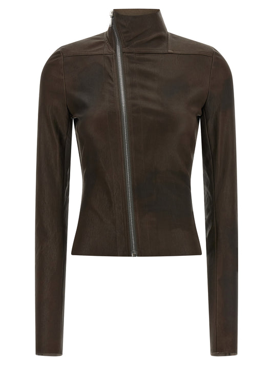 Rick Owens Braune Lammlederjacke