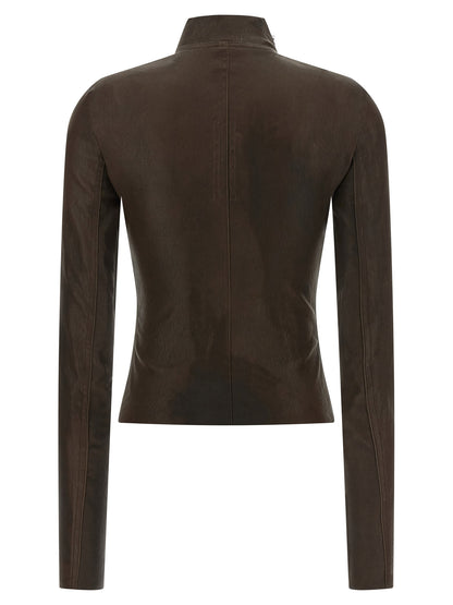 Rick Owens Braune Lammlederjacke