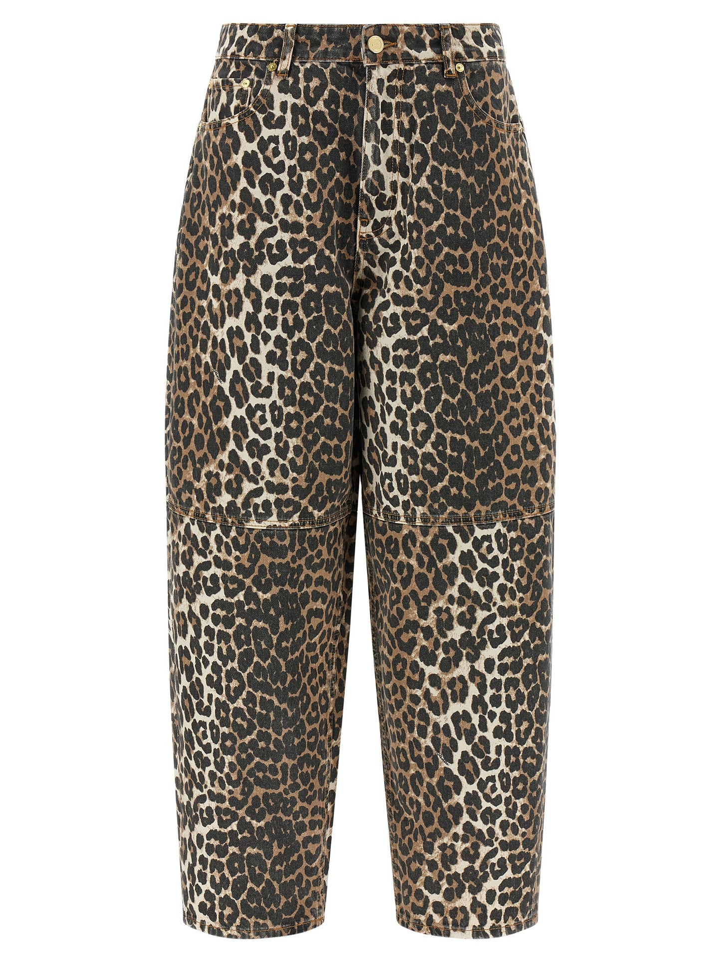 Ganni Braune Cropped Jeans aus Bio-Baumwolle