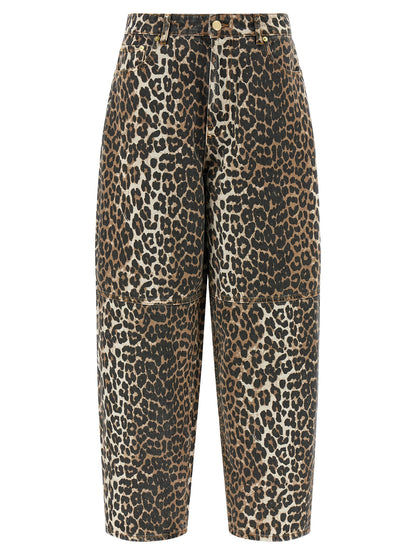 Ganni Braune Cropped Jeans aus Bio-Baumwolle