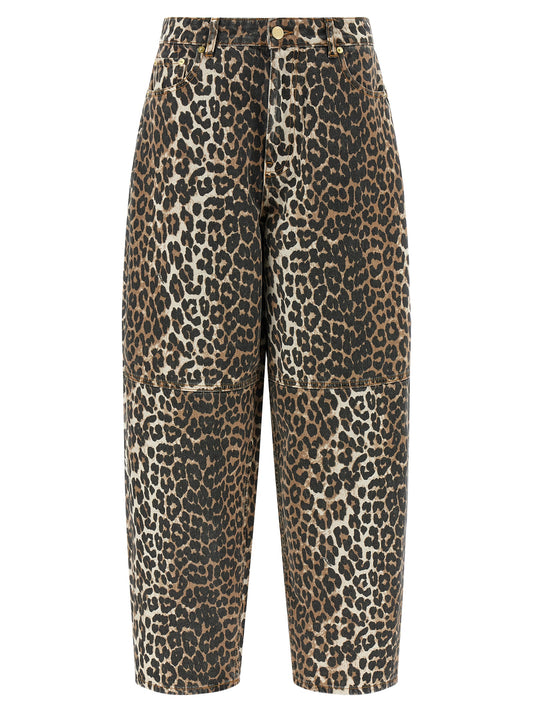 Ganni Braune Cropped Jeans aus Bio-Baumwolle