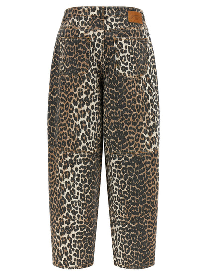 Ganni Braune Cropped Jeans aus Bio-Baumwolle