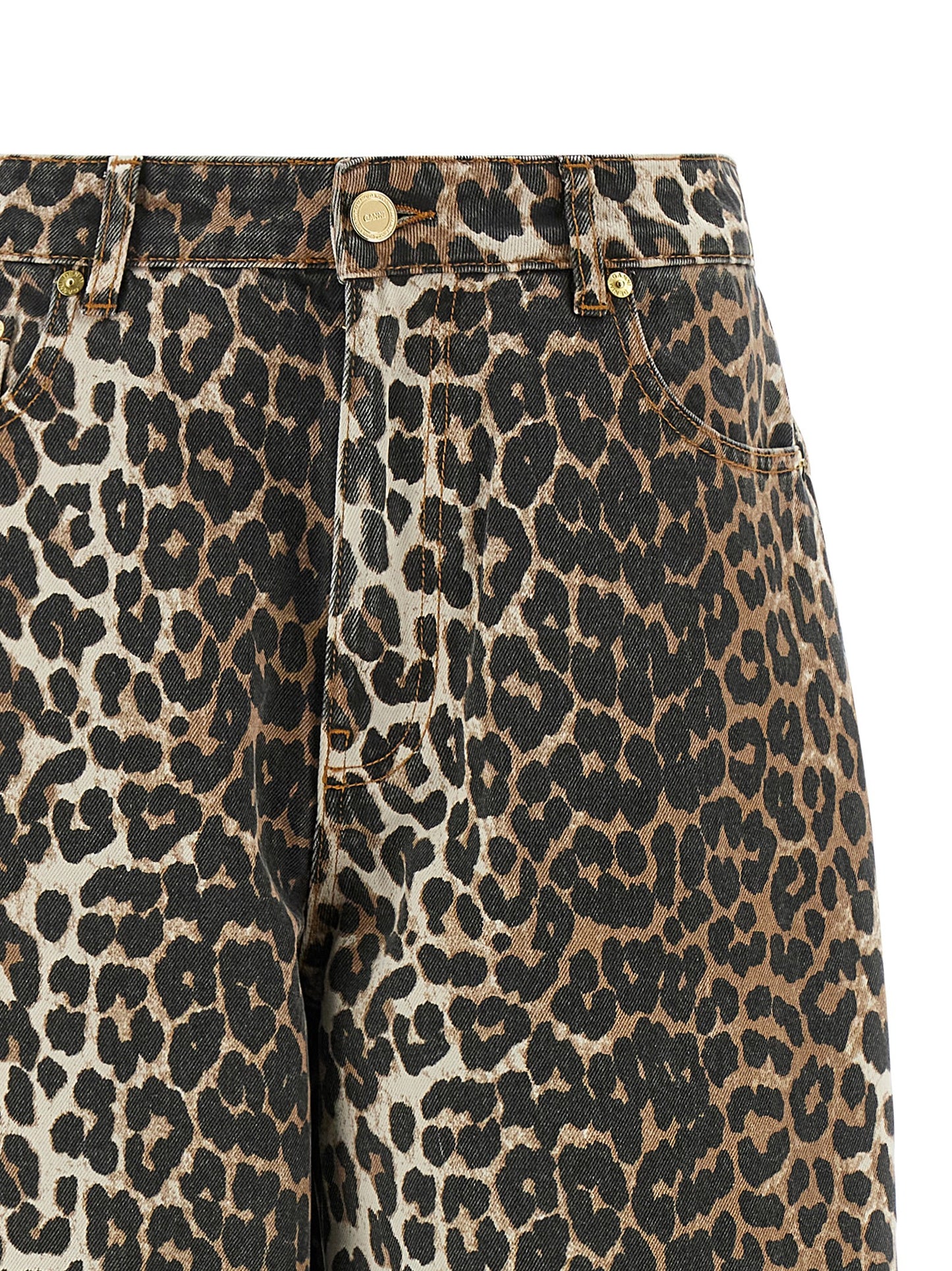 Ganni Braune Cropped Jeans aus Bio-Baumwolle