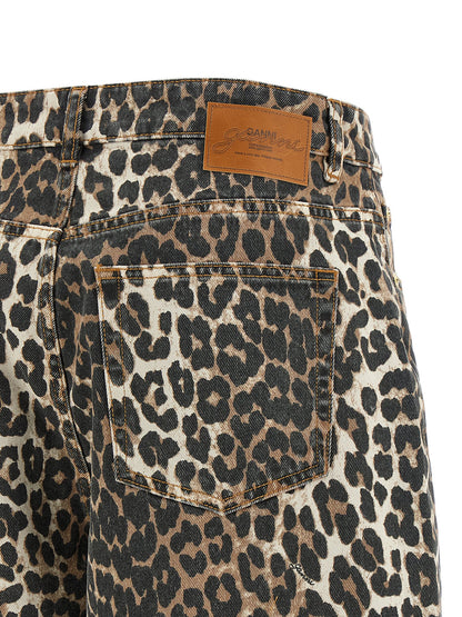 Ganni Braune Cropped Jeans aus Bio-Baumwolle