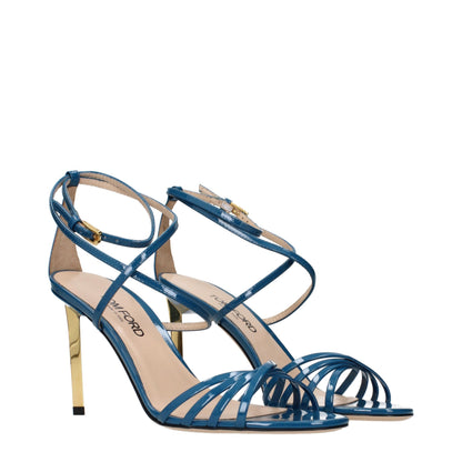 Tom Ford Blaue Sandalen mit Stiletto-Absatz aus Leder