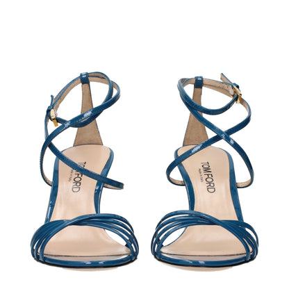 Tom Ford Blaue Sandalen mit Stiletto-Absatz aus Leder