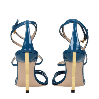 Tom Ford Blaue Sandalen mit Stiletto-Absatz aus Leder