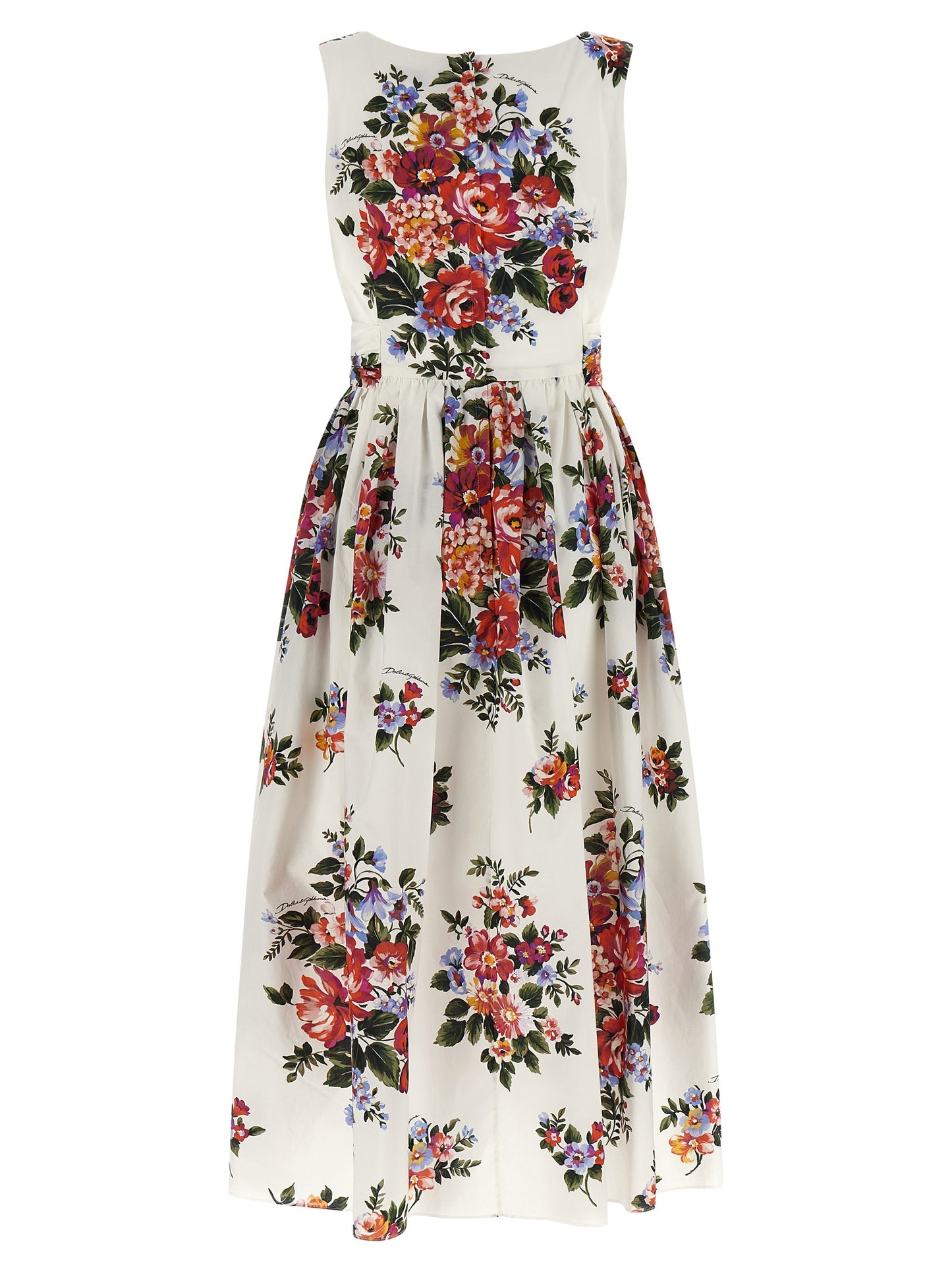 Dolce & Gabbana Weißes Baumwoll-Midikleid