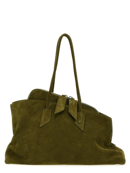 The Attico Zweifarbige Schultertasche aus Kalbsleder