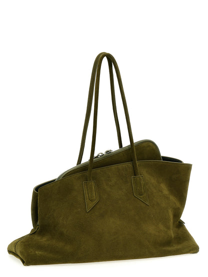 The Attico Zweifarbige Schultertasche aus Kalbsleder