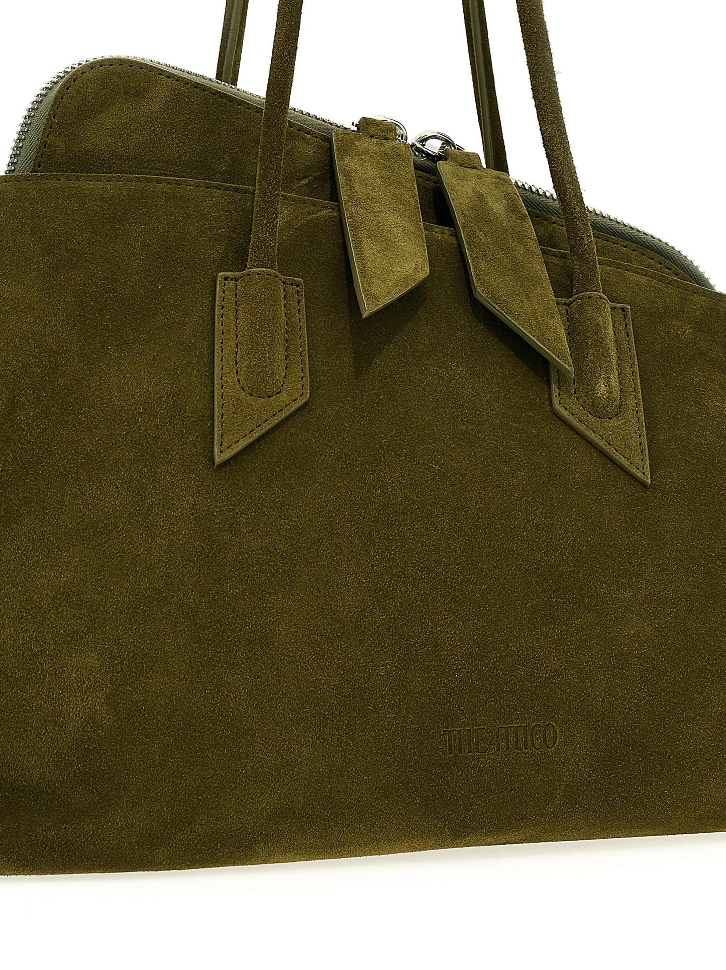 The Attico Zweifarbige Schultertasche aus Kalbsleder