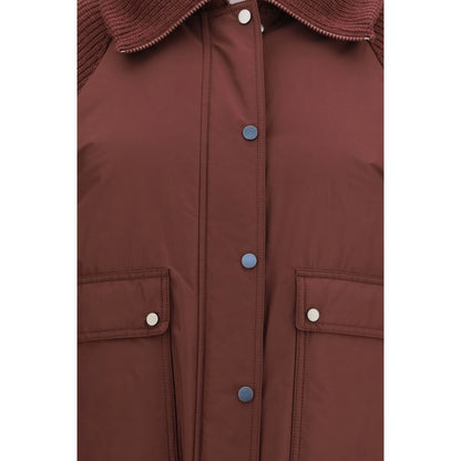 Brunello Cucinelli Bordeaux Polyester Jacke in voller Länge