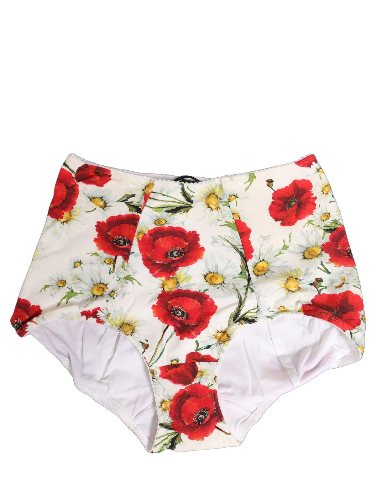Dolce & Gabbana Weiße High-Waist-Panty mit floralem Print