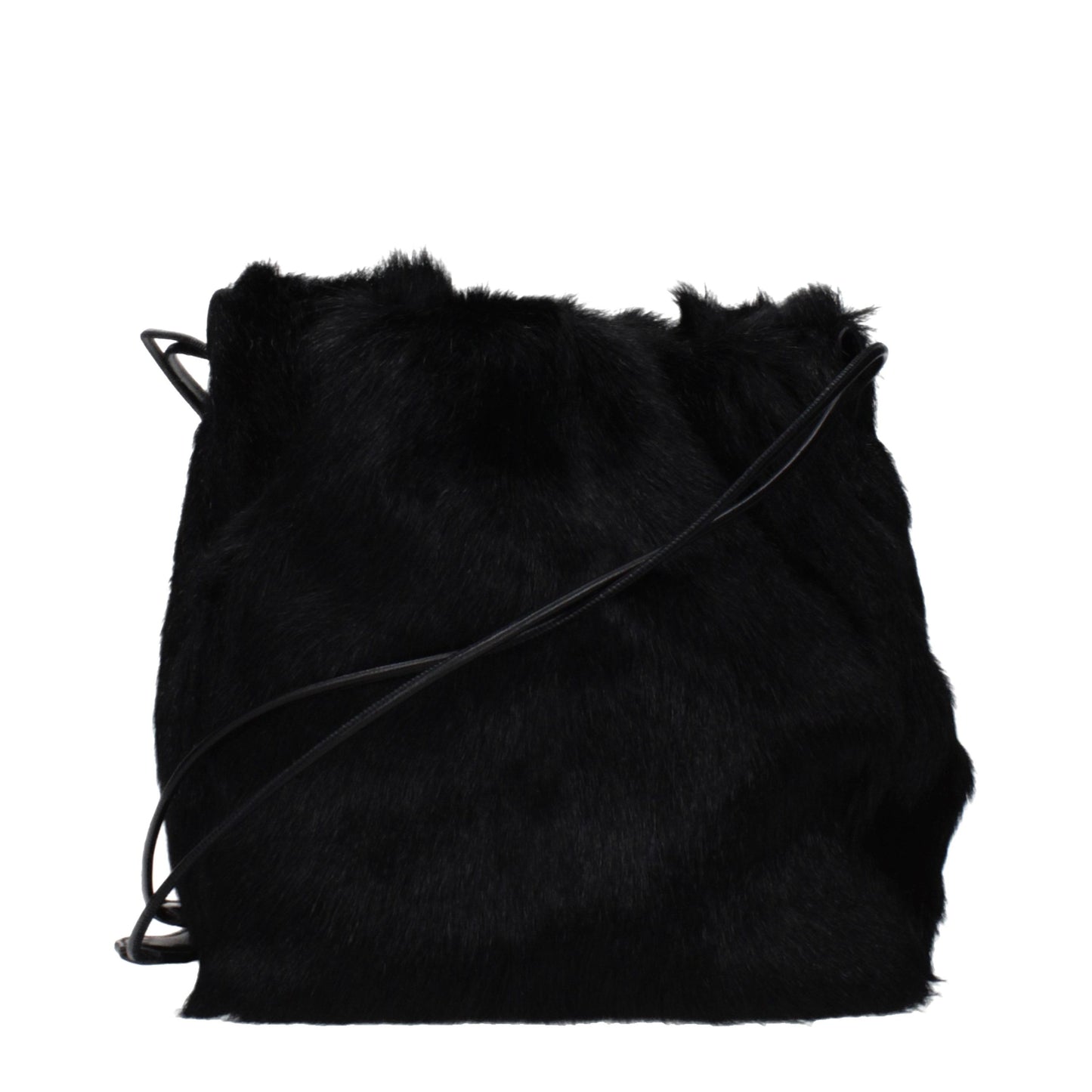 Jil Sander Schwarze Schultertasche aus Fell