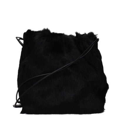 Jil Sander Schwarze Schultertasche aus Fell