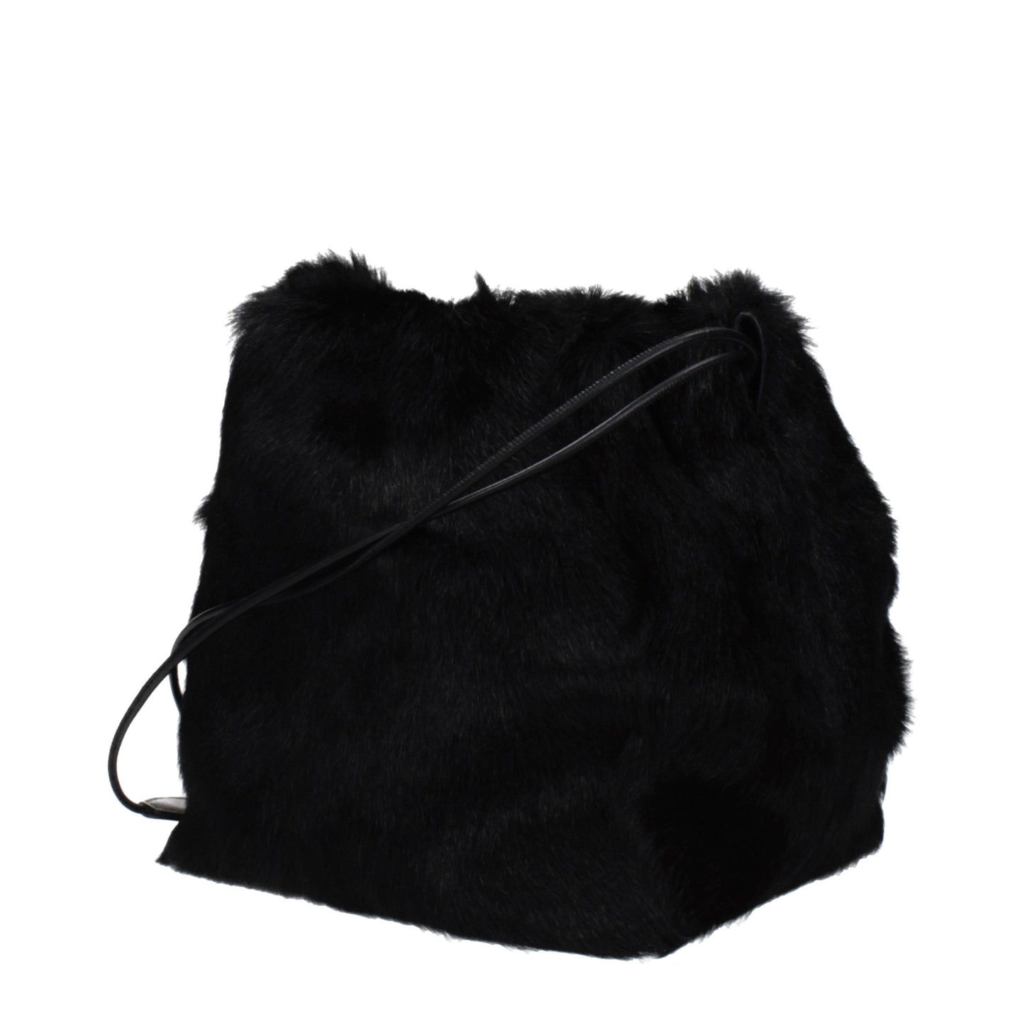 Jil Sander Schwarze Schultertasche aus Fell