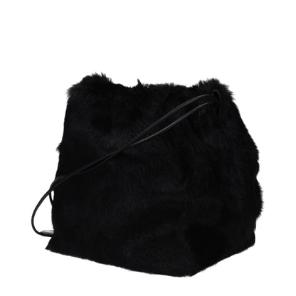 Jil Sander Schwarze Schultertasche aus Fell