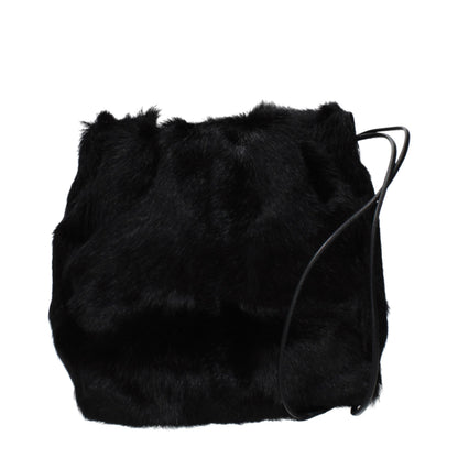 Jil Sander Schwarze Schultertasche aus Fell