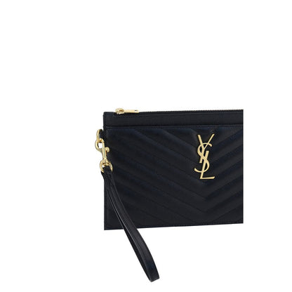 Saint Laurent Schwarzes Kalbsleder Bos Taurus Portemonnaie
