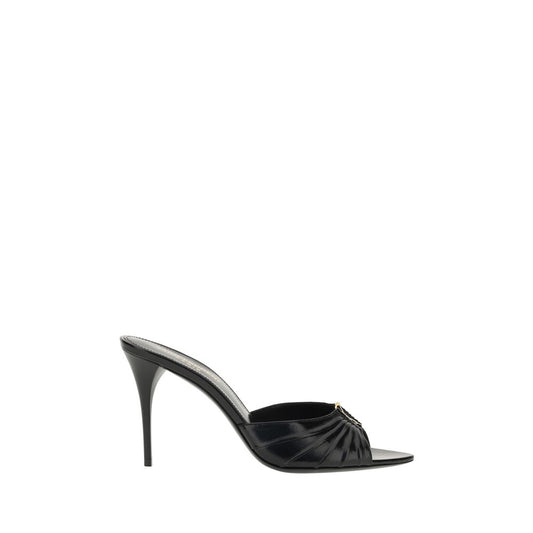 Saint Laurent Schwarze Lammleder-Sandalen mit Stiletto-Absatz Ovis Aries Aries