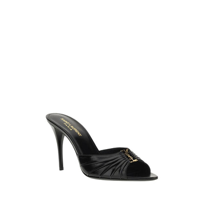 Saint Laurent Schwarze Lammleder-Sandalen mit Stiletto-Absatz Ovis Aries Aries