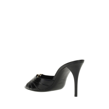 Saint Laurent Schwarze Lammleder-Sandalen mit Stiletto-Absatz Ovis Aries Aries