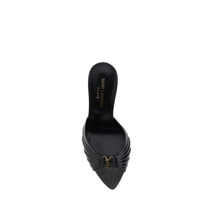 Saint Laurent Schwarze Lammleder-Sandalen mit Stiletto-Absatz Ovis Aries Aries
