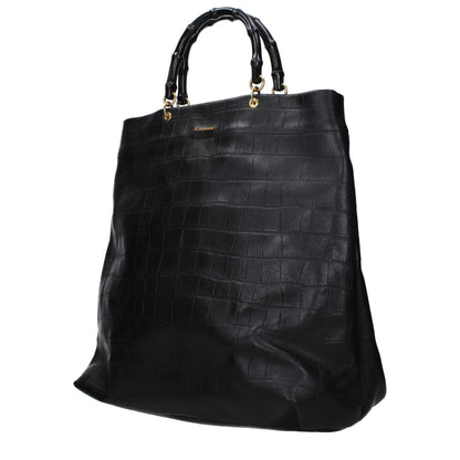 Jil Sander Schwarze Lederhandtasche