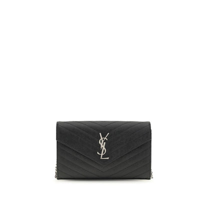 Saint Laurent Schwarzes Kalbsleder Bos Taurus Portemonnaie